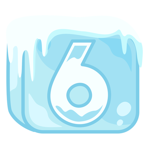 Ice cube number 6 PNG Design