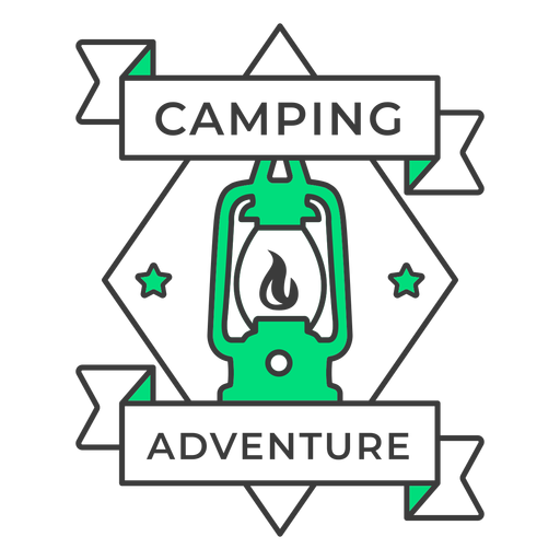 Camping adventure lantern badge stroke PNG Design