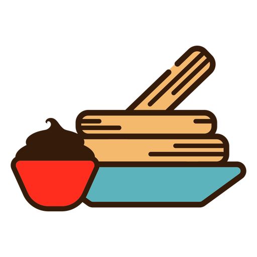 Icono de churros y chocolate Diseño PNG