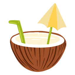 Água de coco com desenho de guarda-chuva Desenho PNG