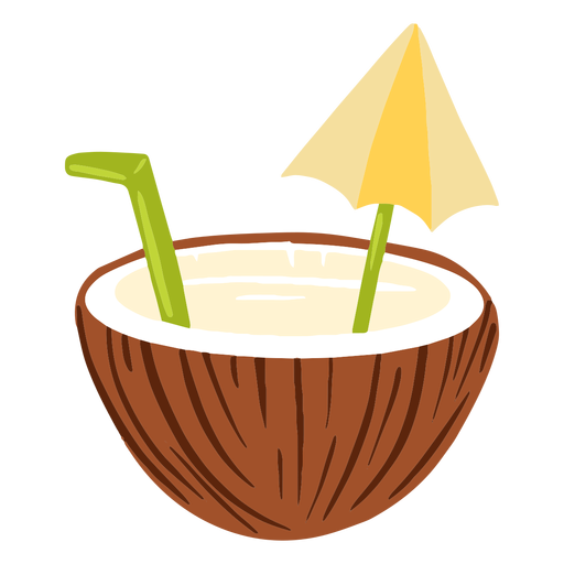 Coconut water with umbrella design PNG Design