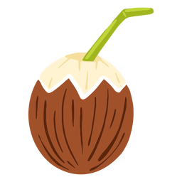 Coconut with straw design PNG Design