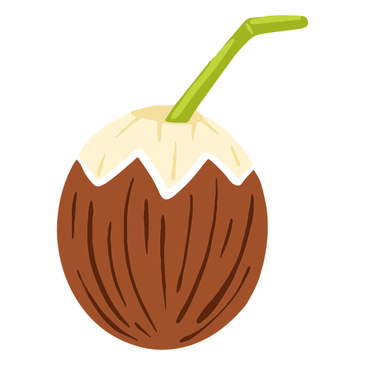 Coconut with straw design PNG Design