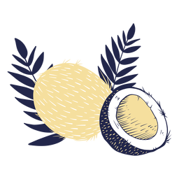 Cocos con hojas Diseño PNG