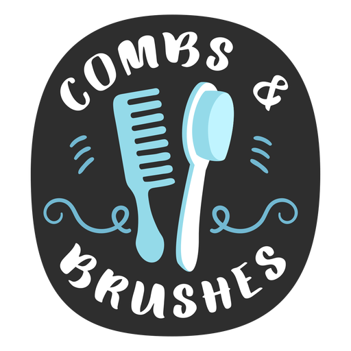 Combs and brushes bathroom label flat PNG Design