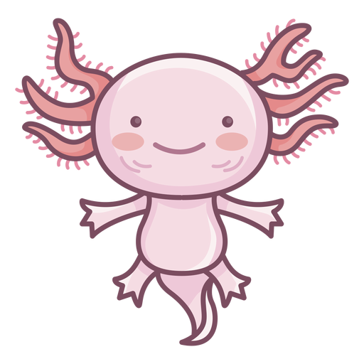 Cute axolotl character PNG Design