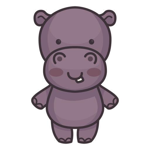 Cute hippo character PNG Design
