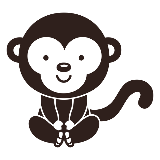 Cute monkey stroke PNG Design