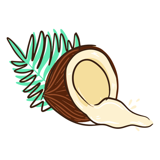 Doodle half coconut PNG Design