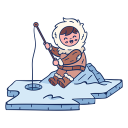 Criança esquimó pescando personagem Desenho PNG