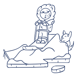 Niño esquimal con trazo de perro Diseño PNG