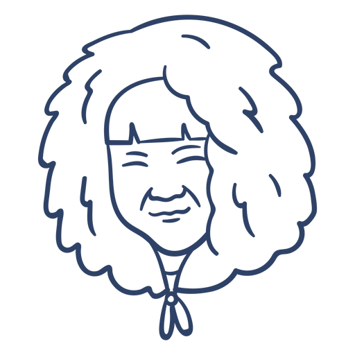 Eskimo old woman face stroke PNG Design