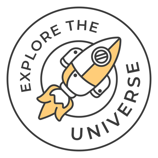 Explore the universe badge stroke PNG Design