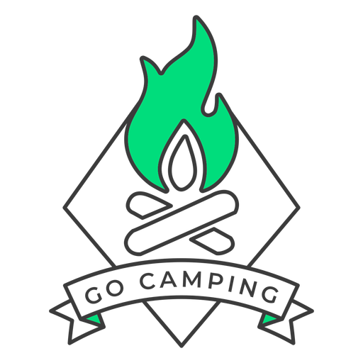 Gehen Sie Camping Feuerzeichen Schlaganfall PNG-Design