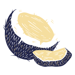 Medio coco y una rodaja Diseño PNG