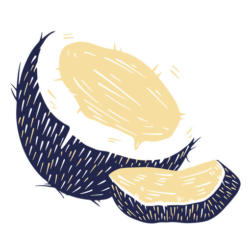 Medio coco y una rodaja Diseño PNG