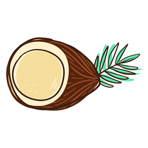 Half coconut doodle PNG Design