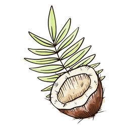 Half coconut watercolor PNG Design