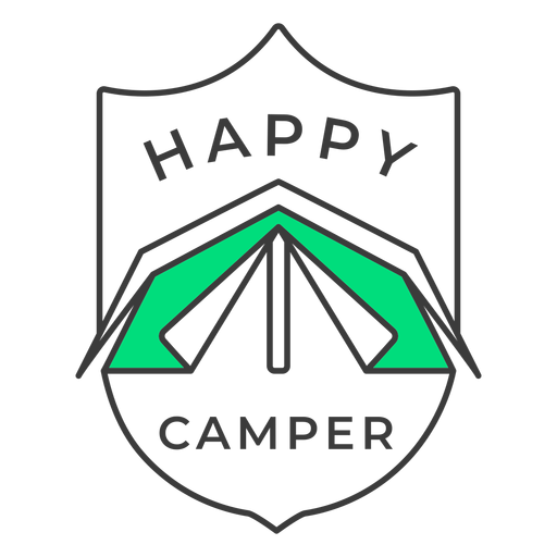 Glücklicher Camper-Abzeichenstrich PNG-Design