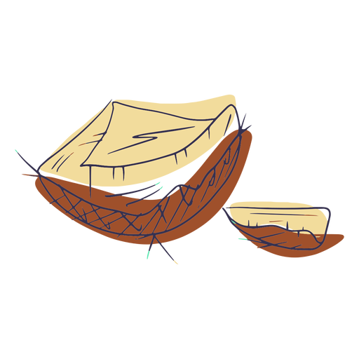 Geschnittene Kokosnüsse kritzeln PNG-Design
