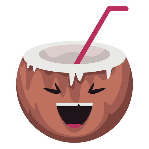 Smiling coconut character PNG Design