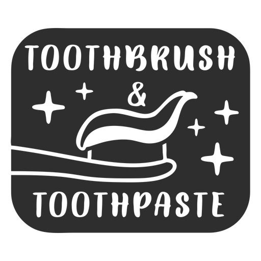 Toothbrush and toothpaste bathroom label black PNG Design