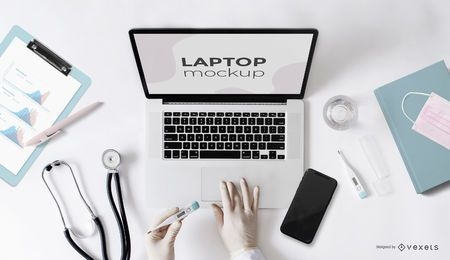 Design de maquete de tela de laptop de saúde