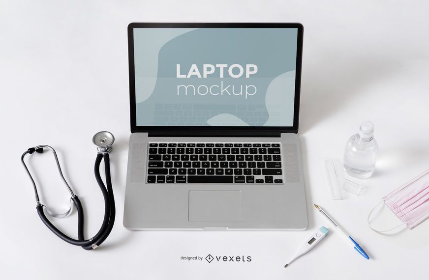 Laptop Health Composition Mockup Laptop Health Composition Mockup