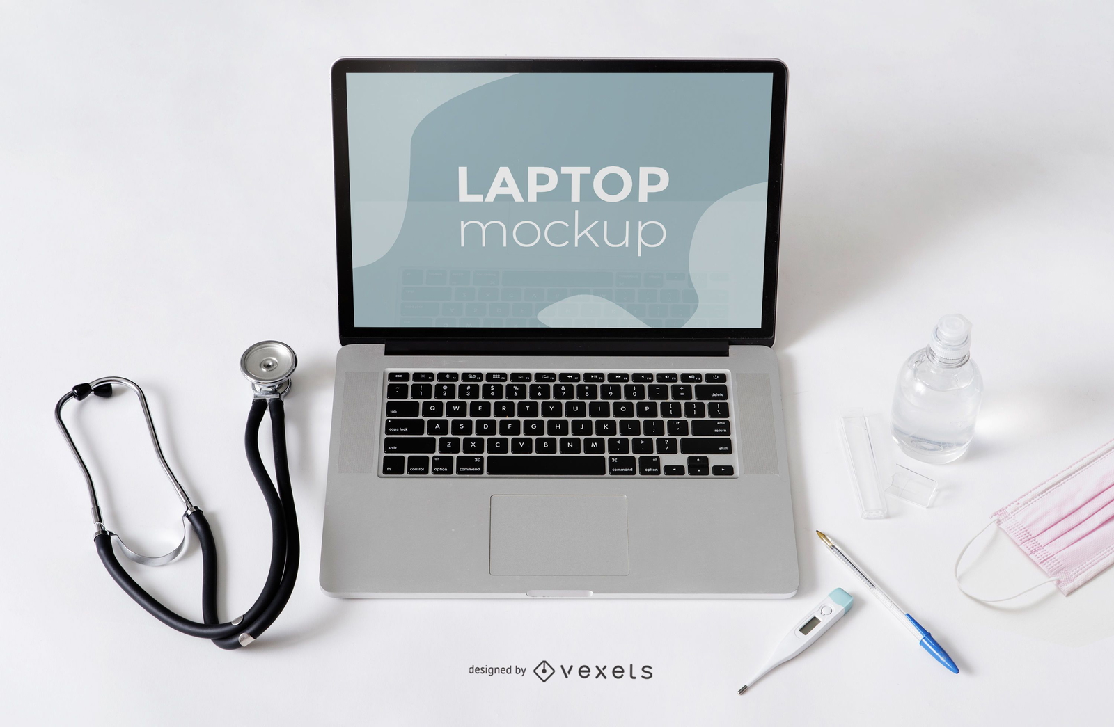 Laptop Health Composition Mockup