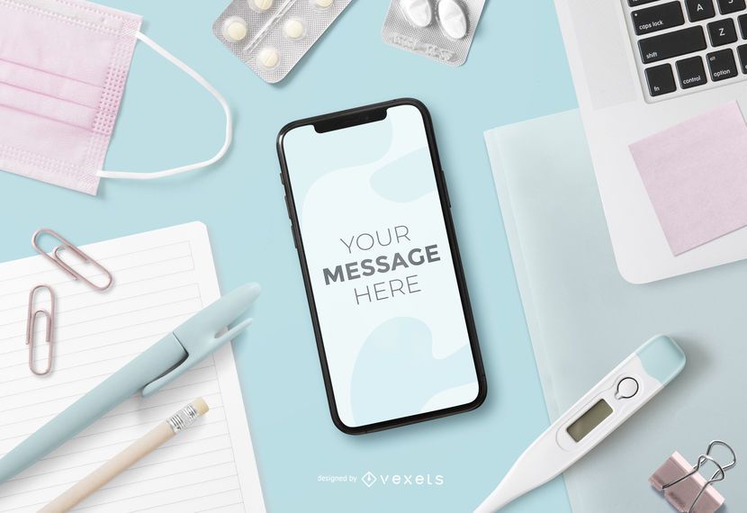 Health Elements Smartphone Screen Mockup Health Elements Smartphone Screen Mockup