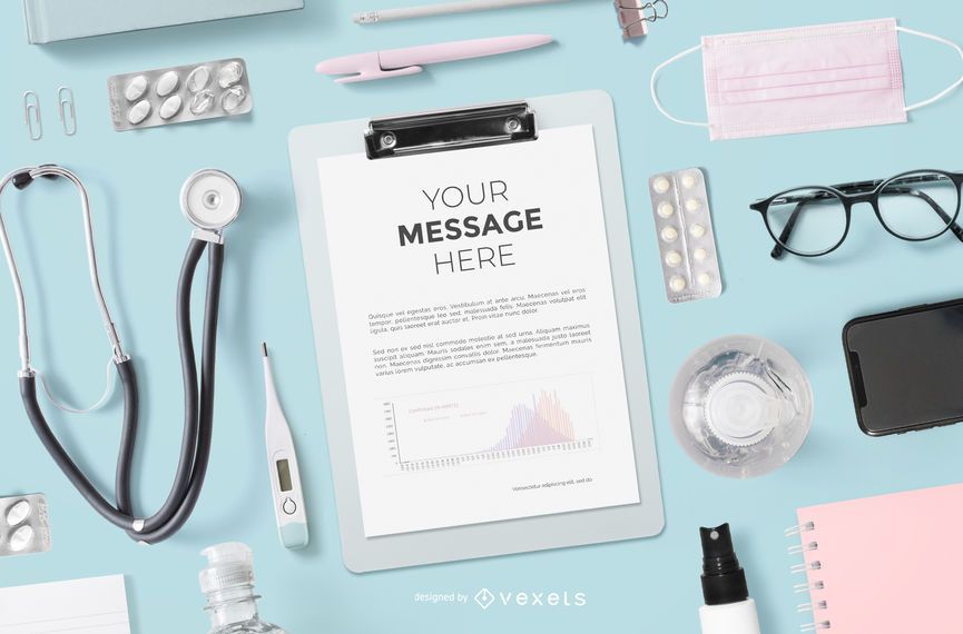 Healthcare Composition Clipboard Mockup Healthcare Composition Clipboard Mockup