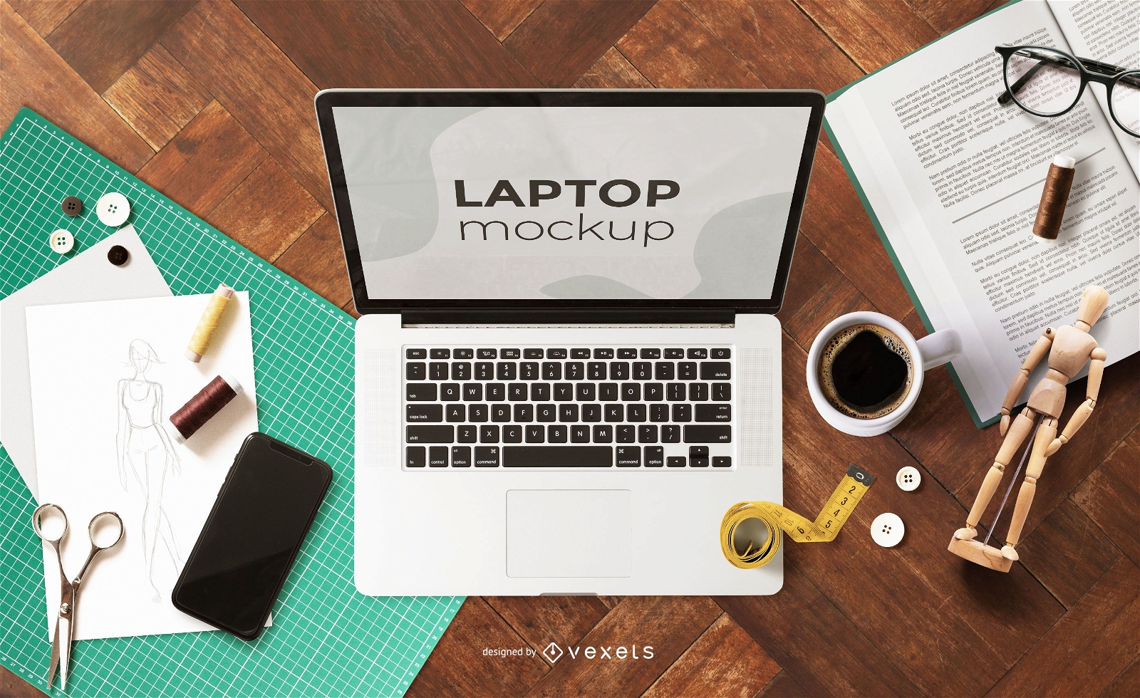 Work From Home Handcraft Laptop Mockup