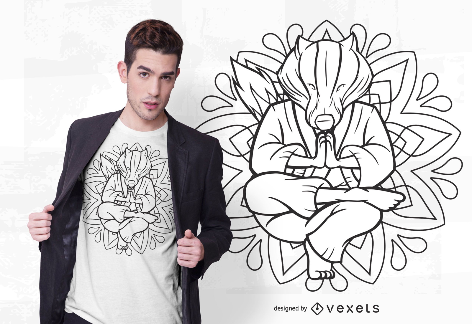 Design de t-shirt de mandala de texugo