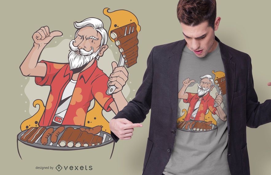 Diseño de camiseta Cool BBQ Grandpa Diseño de camiseta Cool BBQ Grandpa