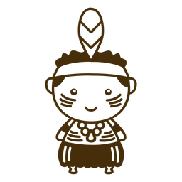 Niño aborigen lindo trazo Diseño PNG