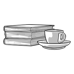 Excelente combinação de livro de café Desenho PNG