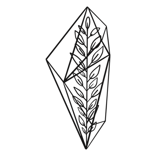 Crystal with leafy twig PNG Design