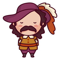 Caráter francês fofo bigode fofo Desenho PNG
