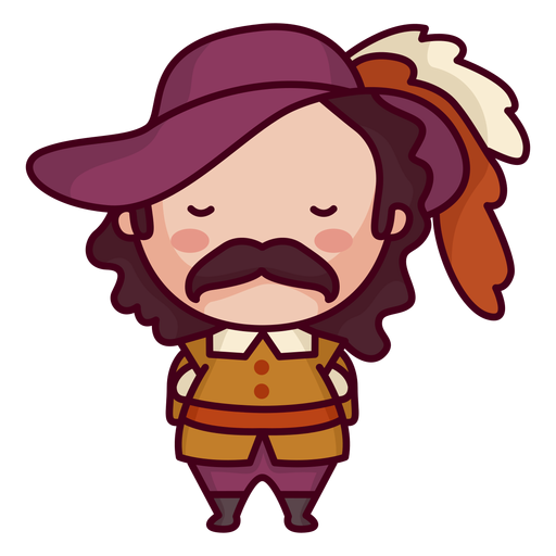 Cute french character cute moustache PNG Design