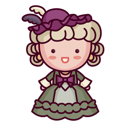 Cute french character cute woman old era Transparent PNG