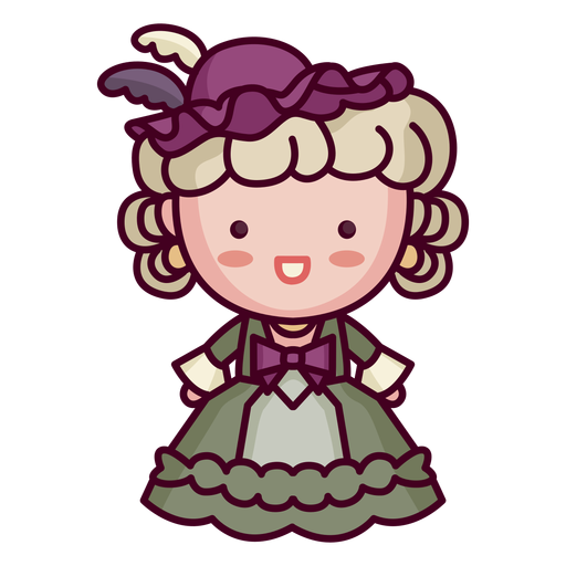 Cute french character cute woman old era PNG Design