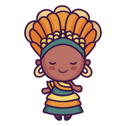 Cute woman with headdress PNG Design
