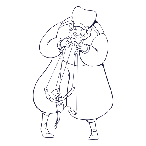 Drawn puppeteer circus character PNG Design