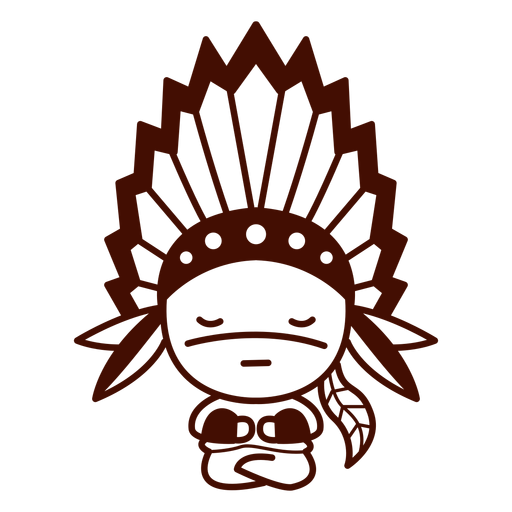 First nations cute character stroke PNG Design