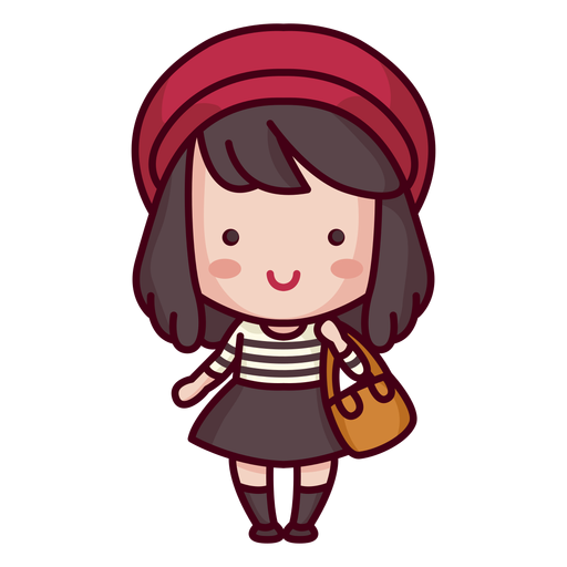 French character cute style woman PNG Design