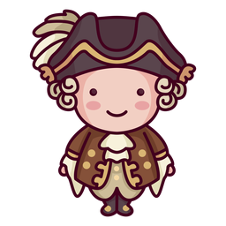 Personagem francesa homem peruca branca fofa Desenho PNG