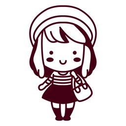 Traço de mulher estilo francês fofo Desenho PNG