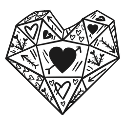 Corações de cristal em forma de coração Desenho PNG