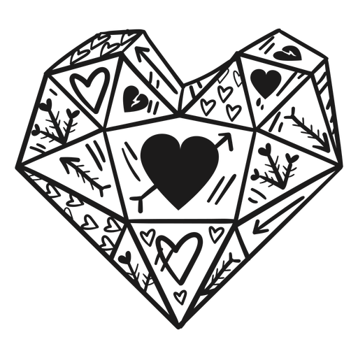 Heart shaped crystal hearts PNG Design