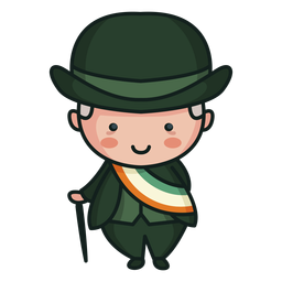 Irish Character Cute Man Tri Color Flag PNG & SVG Design For T-Shirts